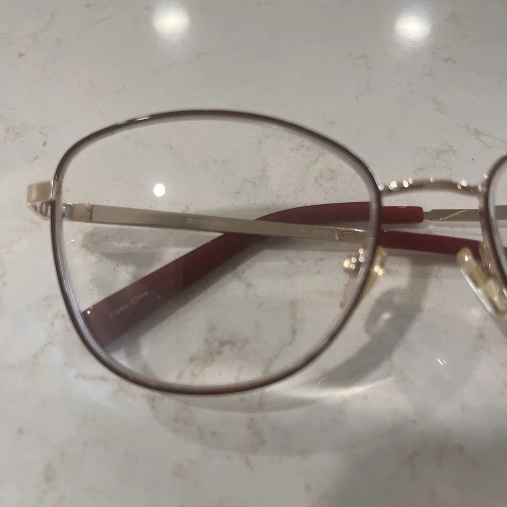 Oxford Lane Queensbury Eyeglass Frame Only Aviator Gold Color Burgundy 54 17 135
